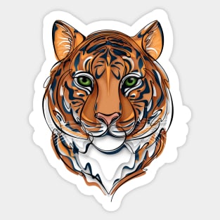 Continuous Line Tiger Portrait. 2022 New Year Symbol by Chinese Horoscope Sticker